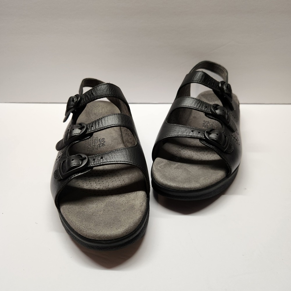 SAS‎ Tripad Comfort Nudu Black Leather Strappy Sandals Womens 10.5 N Narrow USA